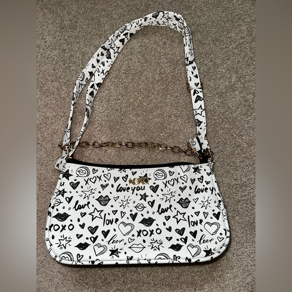 XOXO Black and White Crossbody Bag